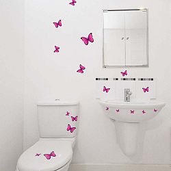 Pink Butterflies 18 darabos öntapadós matrica szett - Fanastick