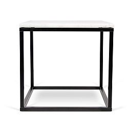 Prairie dohányzóasztal fekete lábakkal és fehér márvány asztallappal, 50 x 50 cm - TemaHome