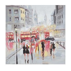 Rain London kézzel festett kép fenyőfa keretben, 100 x 100 cm - Mauro Ferretti