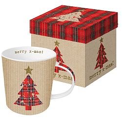 Red Tartan Tree porcelán bögre karácsonyi motívummal, díszdobozban, 350 ml - PPD