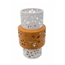 Ring narancssárga-fehér porcelán váza - Mauro Ferretti