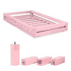 Rózsaszín ágy alatti fiók és 4 db-os ágymagasító láb szett, 120 x 200 cm-es ágyhoz - Benlemi