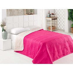 Rózsaszín-fehér mikroszálas, kétoldalas ágytakaró, 200 x 220 cm