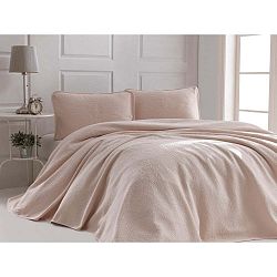 Sal rózsaszín kétszemélyes, pamut ágytakaró és 2 párnahuzat szett, 220 x 240 cm
