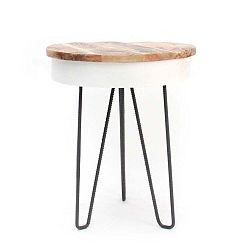 Saria fehér rakodóasztal fa asztallappal - LABEL51