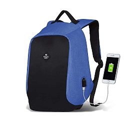 SECRET Smart Bag fekete-kék hátizsák USB csatlakozóval - My Valice