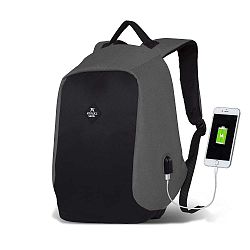 SECRET Smart Bag fekete-szürke hátizsák USB csatlakozóval - My Valice
