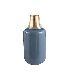 Shine kék váza aranyszínű részletekkel, magasság 33 cm - PT LIVING