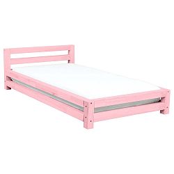Single rózsaszín fenyő egyszemélyes ágy, 80 x 160 cm - Benlemi