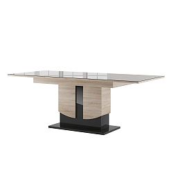 Star 14 bővíthető étkezőasztal világos tölgyfa mintázattal, fekete asztallappal - Szynaka Meble