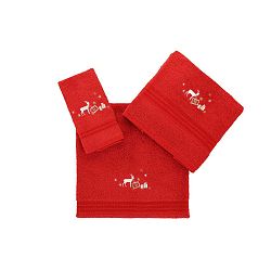 Stockings 3 részes piros karácsonyi kéztörlő szett - Confetti