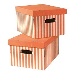 Stripes tároló doboz szett, 2 db, narancssárga - Compactor