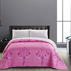Sweet Dreams kétoldalas mikroszálas rózsaszín-fehér ágytakaró, 170 x 270 cm - DecoKing