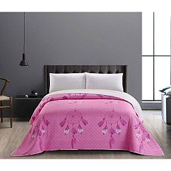 Sweet Dreams rózsaszín-fehér kétoldalú kétszemélyes takaró, 220 x 240 cm - DecoKing