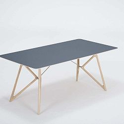 Tink tömör tölgyfa étkezőasztal sötétkék asztallappal, 180 x 90 cm - Gazzda