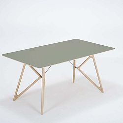 Tink tömör tölgyfa étkezőasztal zöld asztallappal, 160 x 90 cm - Gazzda