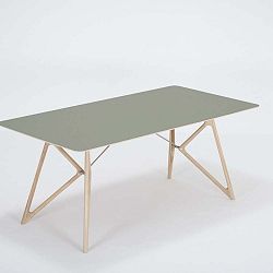 Tink tömör tölgyfa étkezőasztal zöld asztallappal, 180 x 90 cm - Gazzda