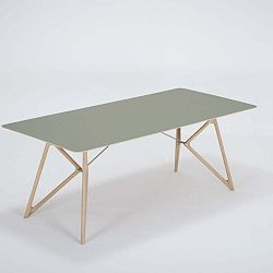 Tink tömör tölgyfa étkezőasztal zöld asztallappal, 200 x 90 cm - Gazzda