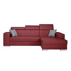 Tresor piros kanapé szürke párnákkal, jobb oldalas - Interieur De Famille Paris