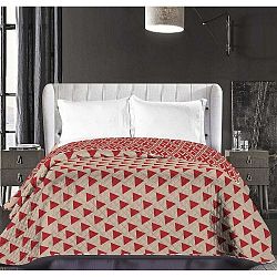 Triangles bézs-piros kétoldalas mikroszálas ágytakaró, 240 x 260 cm - DecoKing