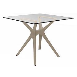 Vela étkezőasztal barna lábakkal és üveg asztallappal, 90 x 90 cm - Resol