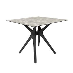 Vela étkezőasztal fekete lábakkal és üveg asztallappal, 90 x 90 cm - Resol
