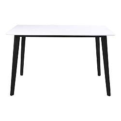 Vojens kaucsukfa étkezőasztal fehér asztallappal és fekete lábakkal, 120 x 70 cm - House Nordic