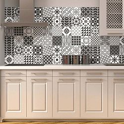 Wall Decal Cement Tile Gray Lindos 24 db-os falmatrica szett, 10 x 10 cm - Ambiance