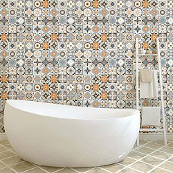 Wall Decal Cement Tiles Azulejos Vincinda 60 db-os falmatrica szett, 10 x 10 cm - Ambiance