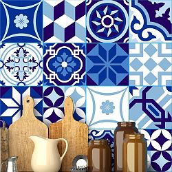 Wall Stickers Tiles Azulejos Shade of Blue 16 db-os falmatrica szett, 20 x 20 cm - Ambiance
