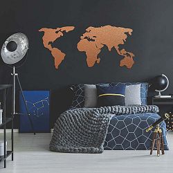 World Map Two rézszínű fém fali dekoráció, 121 x 56 cm