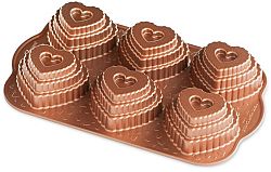 Nordic Ware 6 darabos réteges szív sütőforma, réz