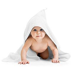 Kapucnis baba törölköző, fehér, 80 x 80 cm