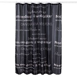 Koopman Szöveg zuhanyfüggöny fekete, 180 x 180 cm