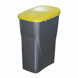 Szelektív hulladékgyűjtő kosár, 51 x 21,5 x 36 cm, sárga fedél, 25 l