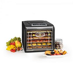 Klarstein Fruit Jerky Plus 6 gyümölcsszárító gép, időzítő, 6 polc, fémlemez, 420-500 W, fekete