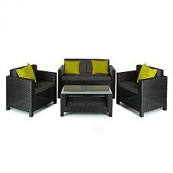 Blumfeldt Verona kerti bútor, ülőgarnitúra, 4 részes, polyrattan, fekete/szürke/zöld