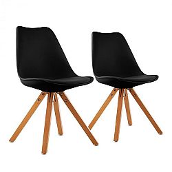 OneConcept Onassis, fekete, kagylóüléses szék, 2 darabos készlet, retro, kárpitozott, nyírfa