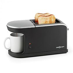 OneConcept Quickie 2 az 1-ben kétszeletes kenyérpirító, mini kávéfőző, csésze