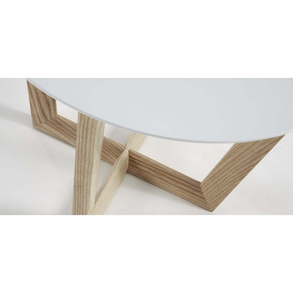 Rondo kőrisfa kisasztal fehér asztallappal, ⌀ 60 cm - La Forma