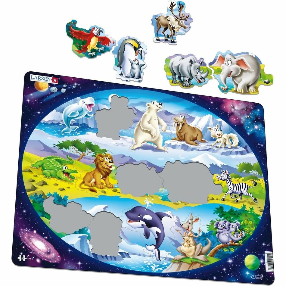 Larsen Puzzle Állatok a világból, 15 darab