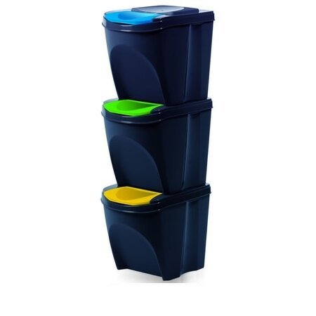 Sortibox szelektív hulladékgyűjtő kosarak 20 l, 3 db, antracit